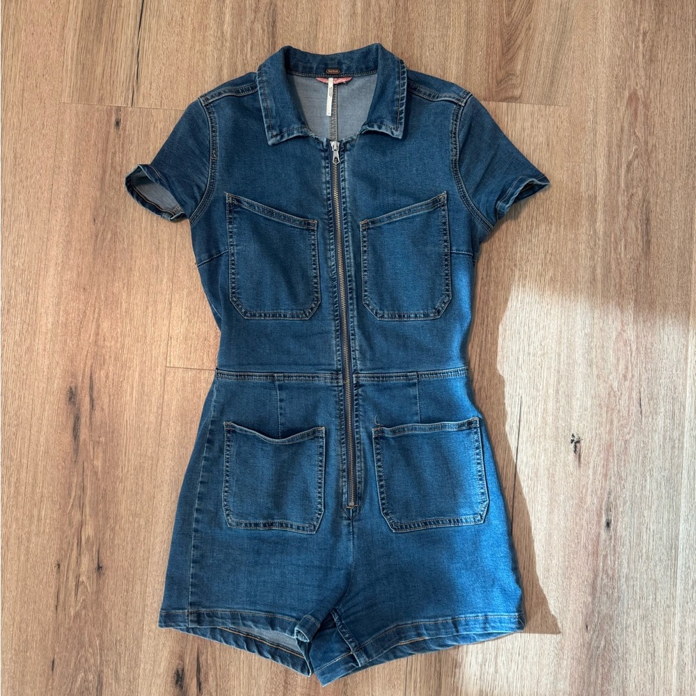 Free People Denim Blue Jumpsuit